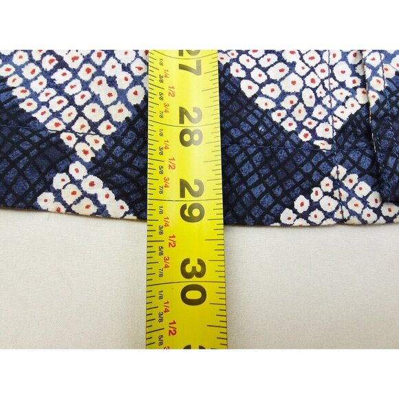 J. Crew Original Sportswear Large Navy White Pattern Short Sleeve Cotton Shirt - Picture 8 of 10